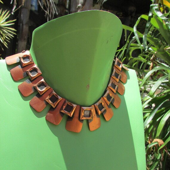 Vintage Renor Copper Statement Collar necklace mo… - image 3