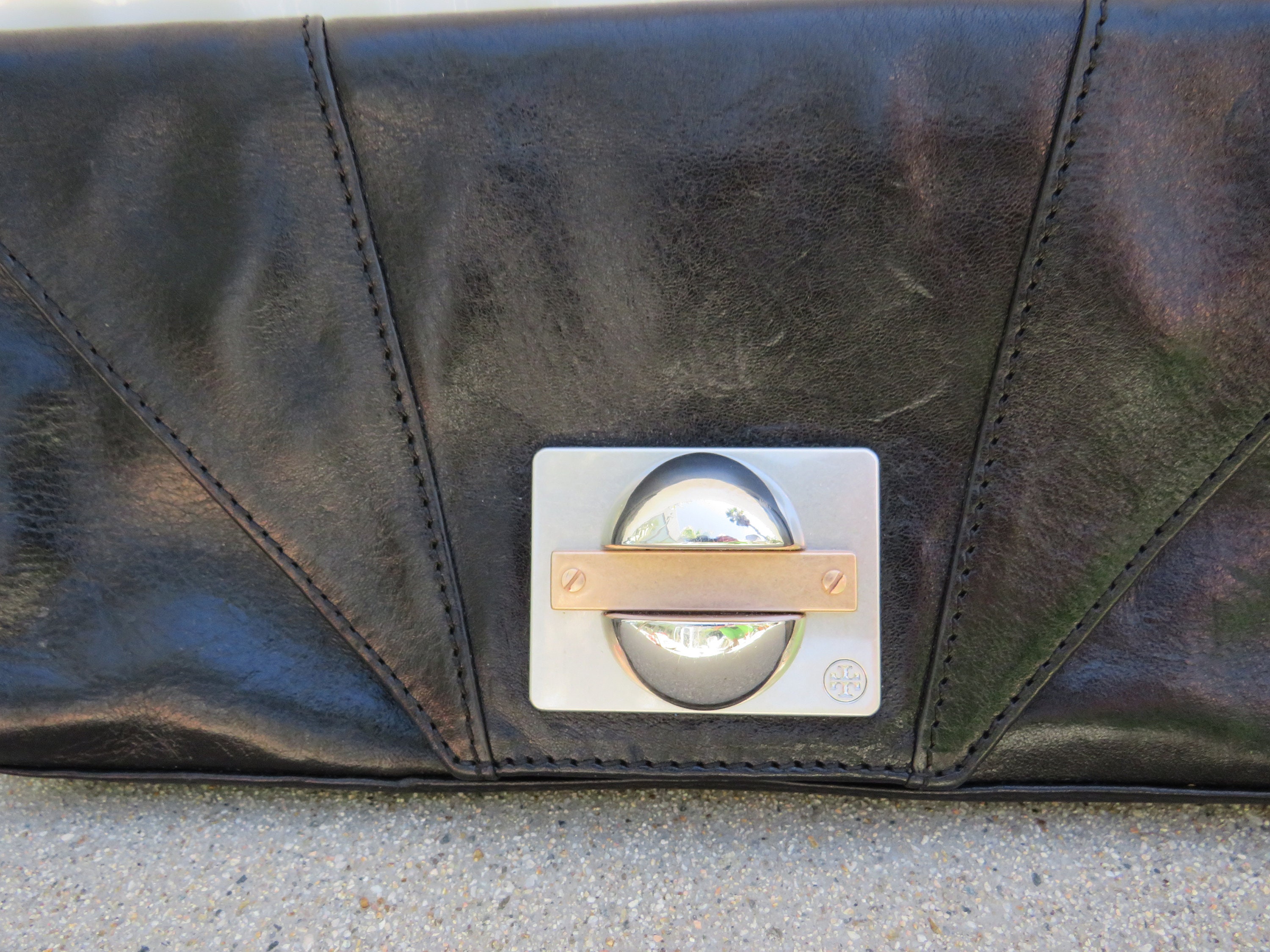 Vintage Tory Burch Black Leather Clutch Purse Modern Art Deco - Etsy Finland