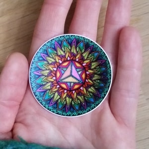 mandala sticker, heilige geometrie decal, laptop sticker, macbook decal, mandala decal, psychedelische mandala sticker, grinder decoratie, telefoon