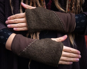 DEFECTIVE ITEM - read description - Fully lined fingerless winter gloves. double layer with wool felt and warm fleece. mittens Hand warmers
