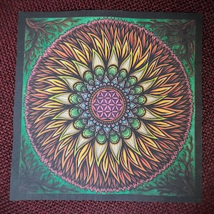 Lightweight poplin mandala patch. hippie print patch for decorating, sew on. 21,3 cm (8.4&quot;)