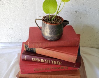 color block book bundle red pumpkin rust orange, office makeover bookshelf coffee table collector forgotten books writer poetry home staging