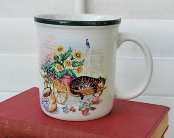 crazy cat lady cup, century stoneware mug, Thailand porcelain, kitten garden animal pet lover, gift ideas, statement seasonal update 2024