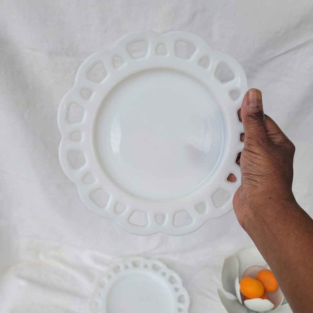 Plate White Milkglass Milk Glass Salad Dessert Brunch Wedding Etsy