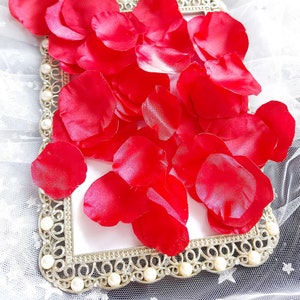 Red Satin Rose Petals Flower Basket Wedding Decor Table Decoration Aisle Petals,handmade