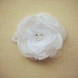 Wedding Hair Flower with Swarovski Pearls and Crystal, wedding hairpiece,Bridal Hair Flower, White Hair Flowers
