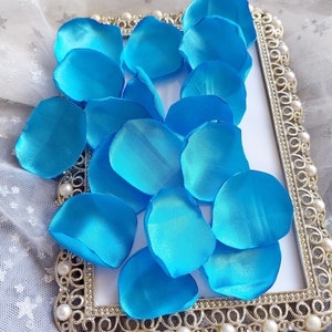 Aqua Satin Pétales de Rose Panier de fleurs Décor de mariage Décoration de table Allée Pétales, fait à la main