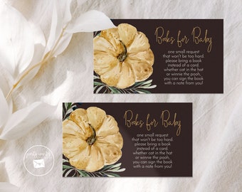 Rustic Pumpkin Baby Shower Book Request, Books for Baby, Book Request Insert, Fall, Autumn, Gender Neutral, Instant Download 2158