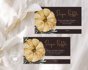 Rustic Pumpkin Baby Shower Diaper Raffle Insert, Diaper Raffle Enclosure Card, Fall, Autumn, Gender Neutral, Instant Download 2158