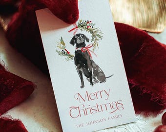 Black Labrador Christmas Gift Tags, Printed and Mailed Holiday Gift Wrapping Tags