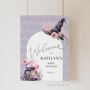 Editable Witch Baby Shower Welcome Sign, Witch Birthday Party Welcome Sign, Halloween Baby Shower, Halloween Birthday 2553