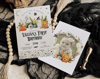 Halloween Birthday Invitation, Halloween Photo Party Invite, Fall Birthday Party Invitation, Printable Editable Birthday Invitation 2544