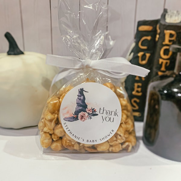 Witch Baby Shower Favor Stickers | Halloween Themed Treat Bag Labels | Witch Baby Shower Labels | 2553