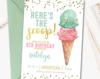 ice cream invitation etsy