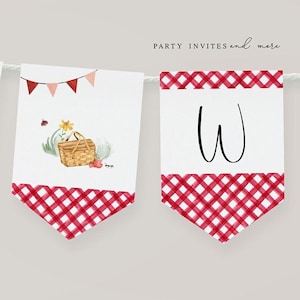 Editable Picnic Themed Birthday or Baby Shower Banner, Printable Picnic Banner, 2586