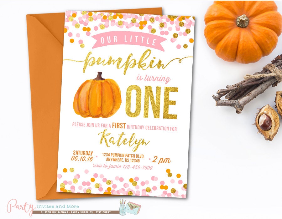pumpkin birthday invitation fall birthday invitation etsy