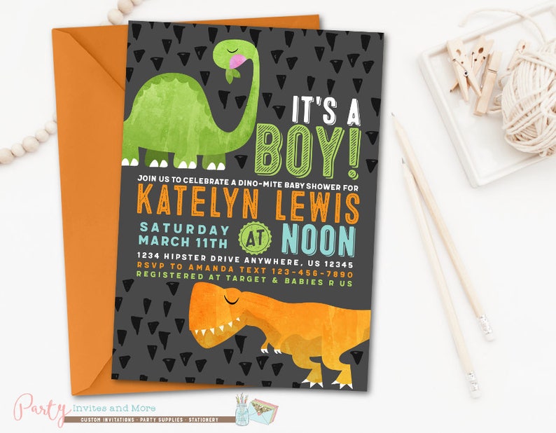 custom dinosaur baby shower invitations