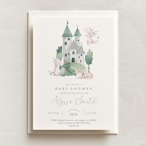 Printed Dragon Baby Shower Invitation, Boy Dragon Baby Shower Invitation, 2744
