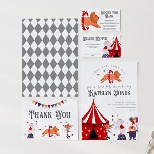 Ensemble mignon d'invitation de baby shower de | Faire-part de fête de naissance de carnaval | Invitation imprimable modifiable neutre | 2614
