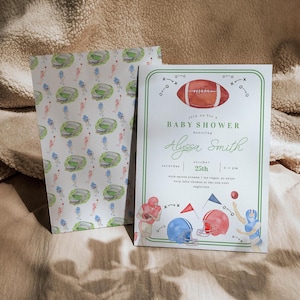 Football Baby Shower Invitation, Editable Boy Sports Baby Shower Invite, Boy Baby Shower Football Invite, 2755