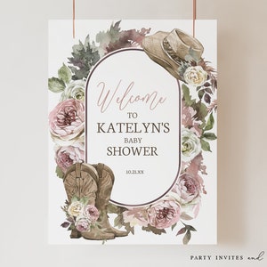 Editable Cowgirl Welcome Sign, Rustic Baby Shower, Country Baby Shower, Rustic Birthday Party, Cowgirl Sign, Editable Welcome Sign 2520