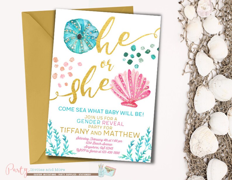Gender Reveal Invitation Beach Gender Reveal Invitation Etsy