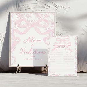 Prédictions et conseils de noeud et de toile roses pour les cartes et le signe de bébé, jeux floraux roses de baby shower, 2771