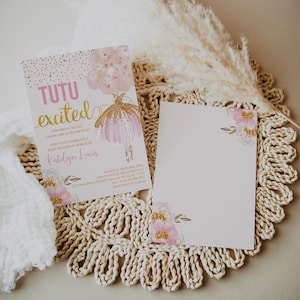 Pink and Gold Ballerina Baby Shower Invitation, Tutu Party Invite, Digital Download