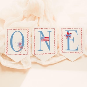 4th of July 1st Birthday High Chair Banner, Red White and Blue First Birthday, Patriotic Birthday Banner, 2826