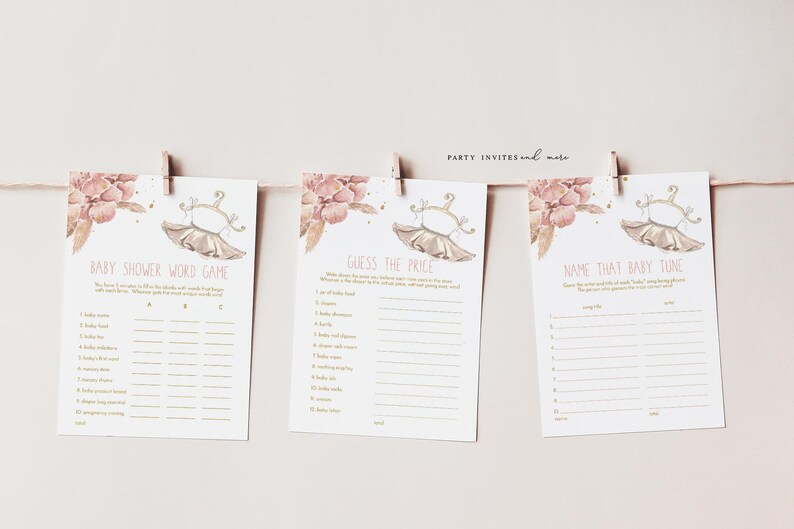 Ballerina Baby Shower Game Bundle Printable Pink and Gold - Etsy
