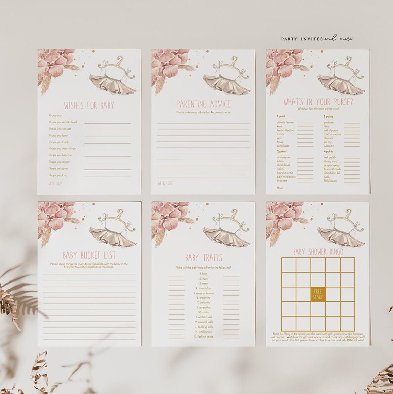 Ballerina Baby Shower Game Bundle Printable Pink and Gold - Etsy