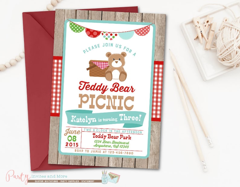 Teddy Bear Picnic Party Invitations