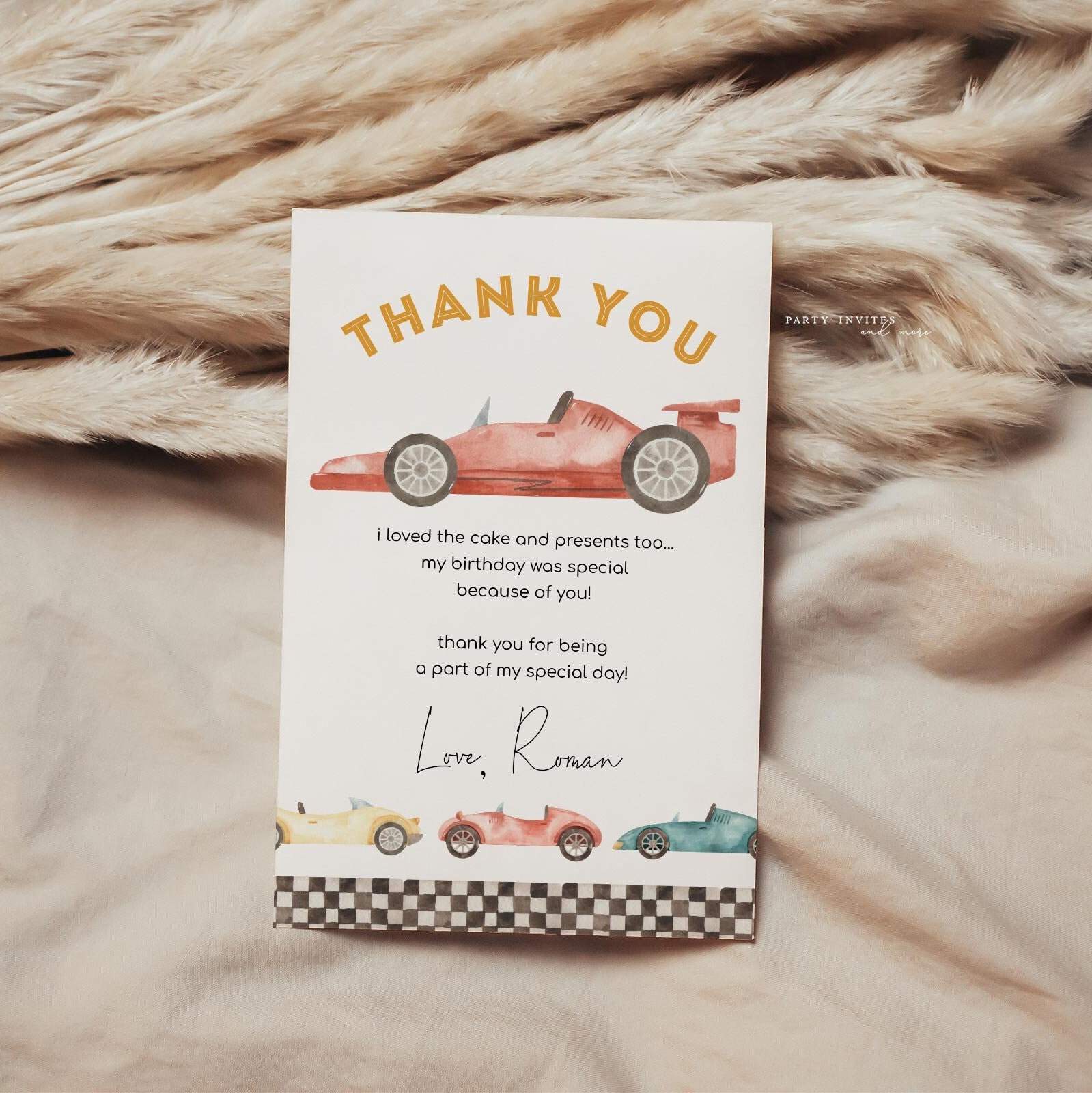 Race Car Birthday Thank You Card Editable Retro Car Thank You - Etsy Canada