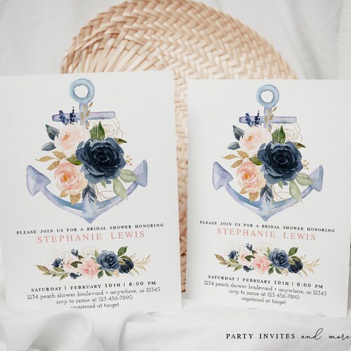 Bridal Shower Invitation Printable Nautical Wedding Shower - Etsy