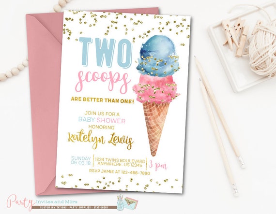 ice cream baby shower invitations