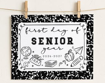 First Day of Senior Year Sign, 12th Grade Back to School Sign, Printable 1st Day of School Poster