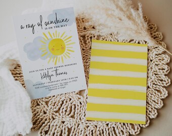Sunshine Baby Shower Invitation, Sunshine Invitation, Gender Neutral Baby Shower Invitation, Sun Invite, Instant Download, Printable, 2036
