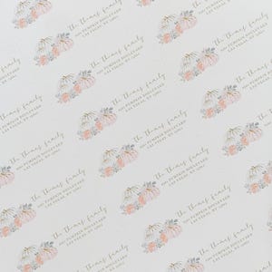Pink Pumpkin Return Address Stickers | Fall Pumpkin Baby Shower Address Labels | Pumpkin Themed Printed Envelope Labels | Set of 30 | 2054