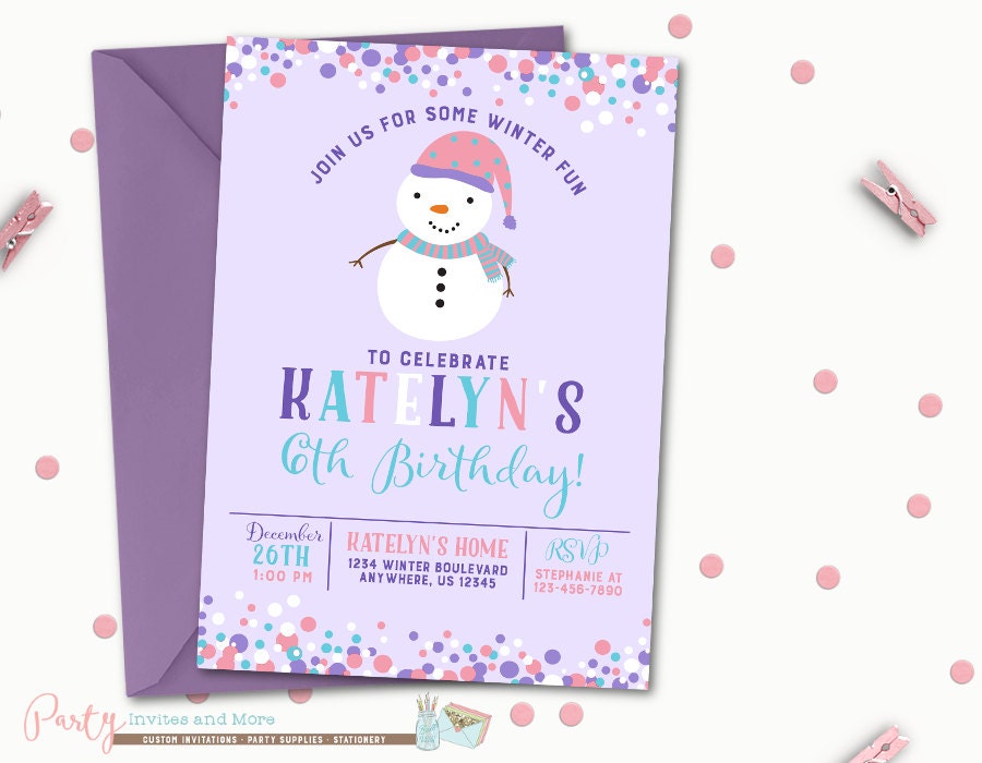 snowman invitation snowman birthday invitation winter etsy
