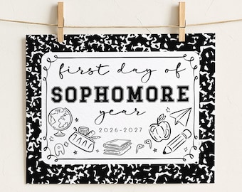 First Day of Sophomore Year Sign, 10th Grade Back to School Sign, Printable 1st Day of School Poster