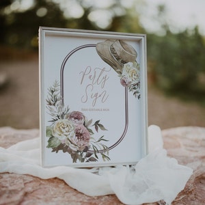 Cowgirl Baby Shower Custom Sign, Editabl Rustic Floral Baby Shower Sign, Instant Download - Print today! 2520