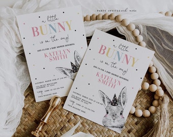 Editable Bunny Baby Shower Invitation, Gender Neutral Bunny Shower Invite, Printable Invitation Template 2579