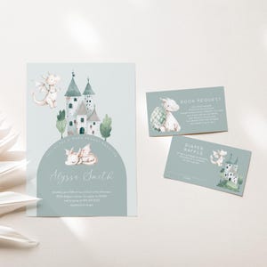 Editable Dragon Baby Shower Invitation Set, Boy Dragon Baby Shower Printable Invite with Inserts, 2744