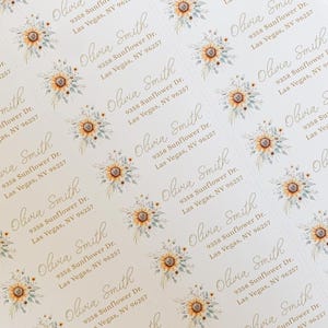 Sunflower Baby Shower Return Address Stickers, Girl Sunflower Birthday Address Labels, Envelope Labels, Set of 30, 2777