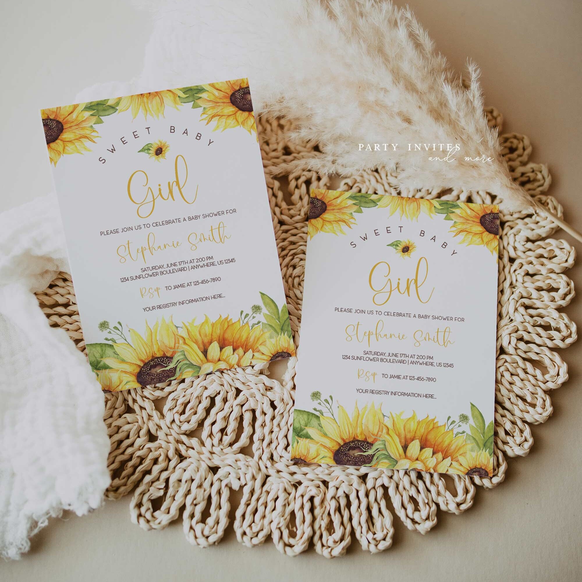 Sunflower Baby Shower Invitation Baby Girl Shower Invitation Editable Sunflower Shower Invite 2577