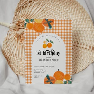 Orange Birthday Invitation, Citrus Birthday Party Invite, Fruit First Birthday Invitation, Editable Template, 2532