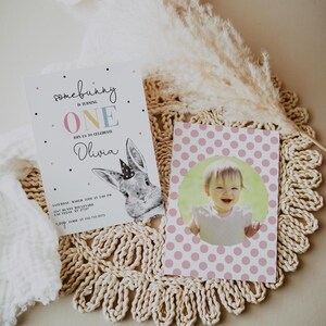 Editable Bunny Birthday Invitation with Photo, Bunny Party Invite, Rabbit Birthday Party, Some Bunny Invite, 2579