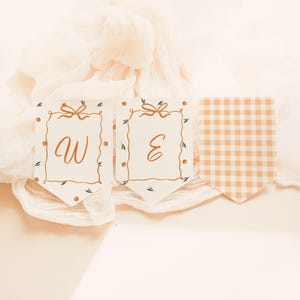 Orange Gingham-Babyparty-Banner, bearbeitbares Zitrusdekor (Digitaler Download)