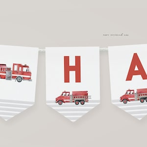 Firetruck Birthday Party Banner, Editable Firefighter Themed Banner, Firetruck Party Decor, 2605