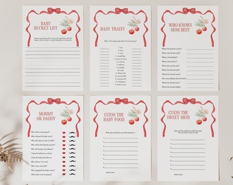 Cherry Baby Shower Game Bundle, Printable Cherry Party Games, Cherries Baby Shower Printable 2740